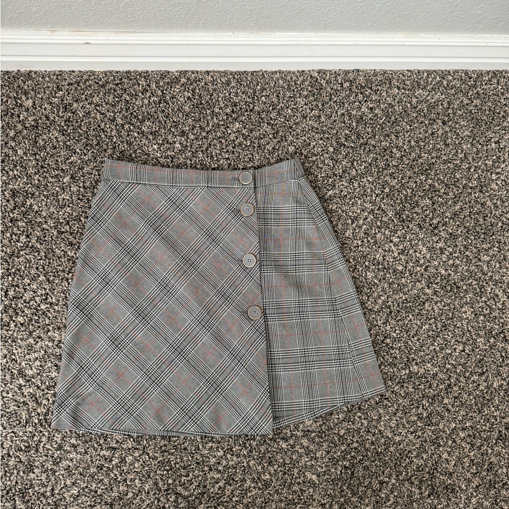 Zara Basic Plaid Gray Skirt